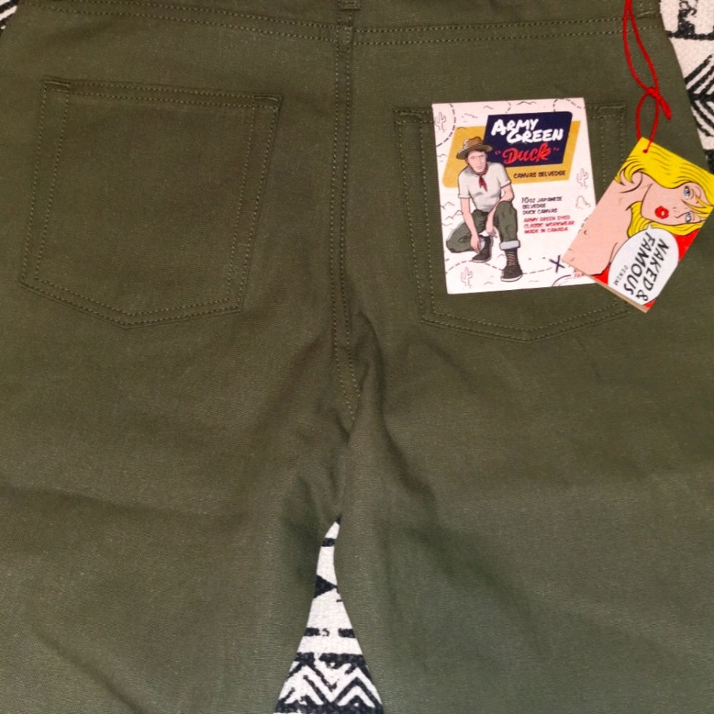 NAKED&FAMOUS BNWT  29 Military Green!